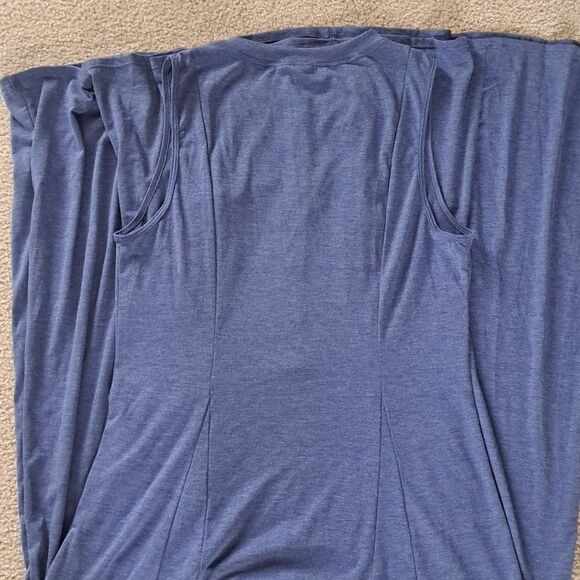 LARGE ROUND NECK BUTTON SLEEVELESS FLARE MAXI DRESS - Picture 7 of 8